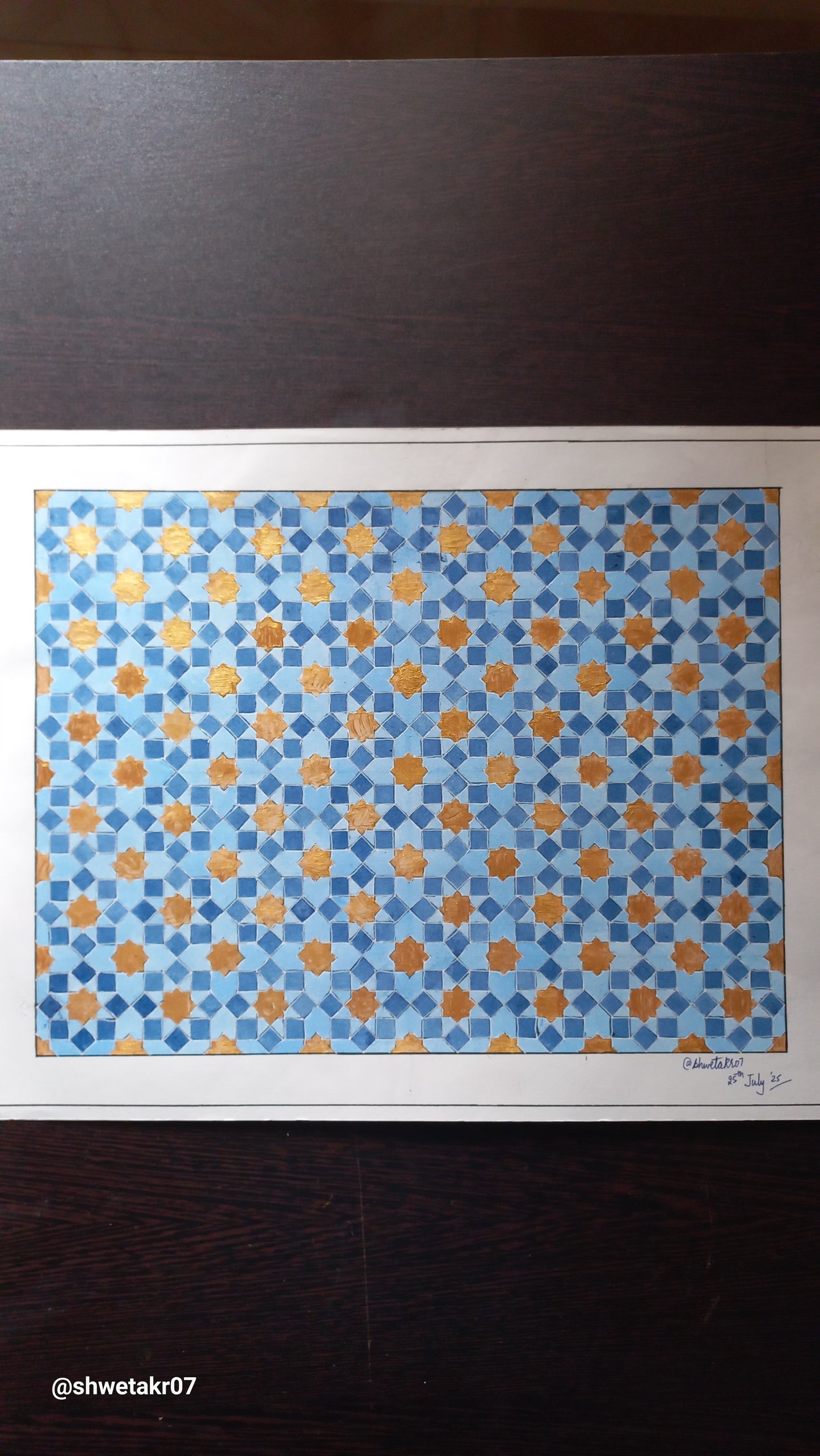 Blue & Gold Geometric Pattern