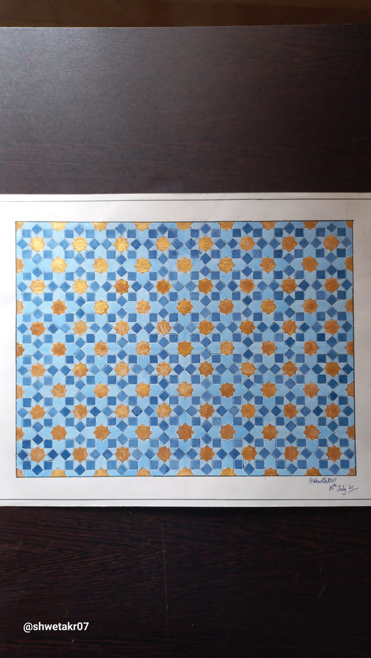 Blue & Gold Geometric Pattern
